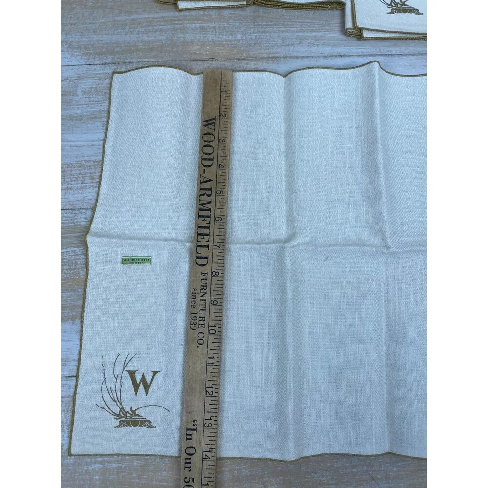 All Irish Linen Napkins Printed Monogrammed “W” Set of 4 14